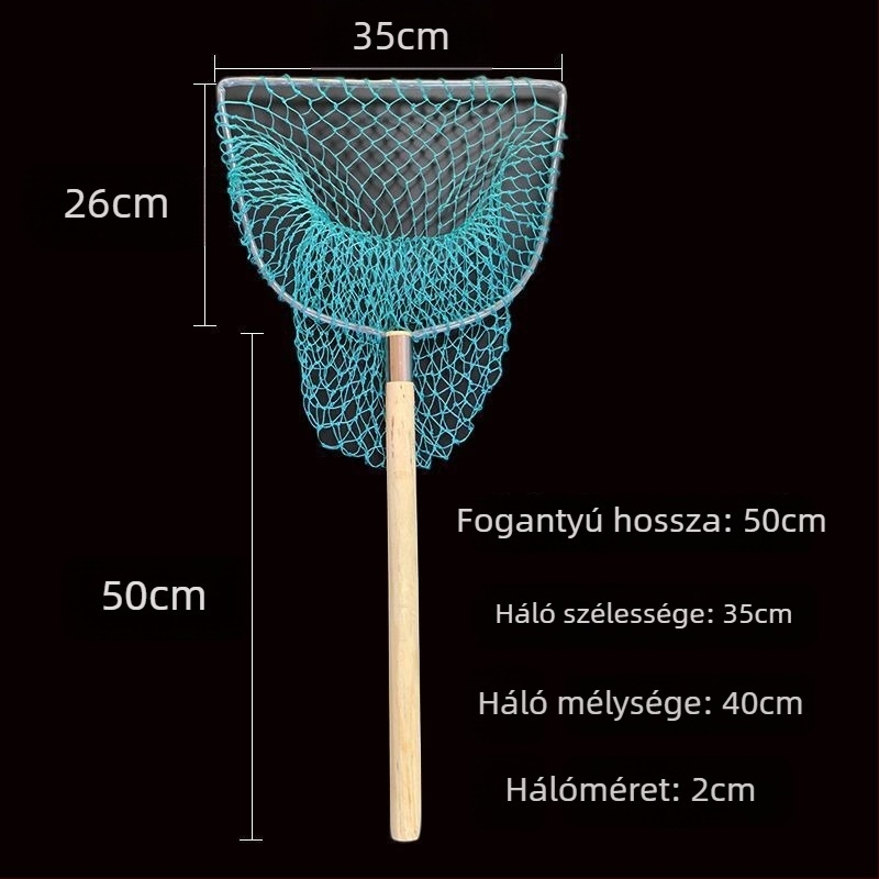 Kézzel készített halászháló fa fogantyúval, masszív kivitelezés, teljes tengeri halászati készlet. Márka: Other; Anyag: Szén.