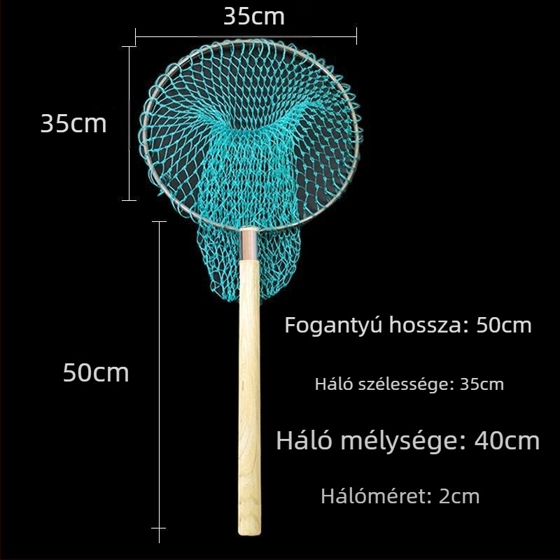 Kézzel készített halászháló fa fogantyúval, masszív kivitelezés, teljes tengeri halászati készlet. Márka: Other; Anyag: Szén.