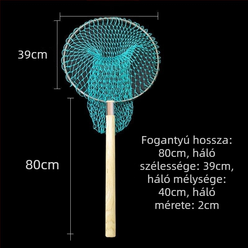 Kézzel készített halászháló fa fogantyúval, masszív kivitelezés, teljes tengeri halászati készlet. Márka: Other; Anyag: Szén.