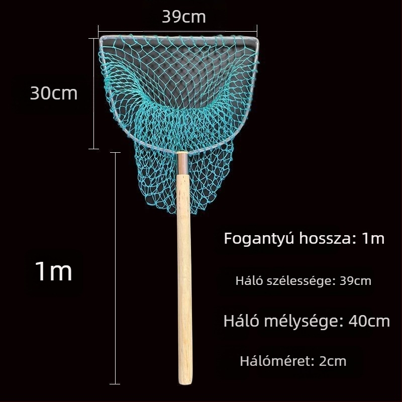 Kézzel készített halászháló fa fogantyúval, masszív kivitelezés, teljes tengeri halászati készlet. Márka: Other; Anyag: Szén.