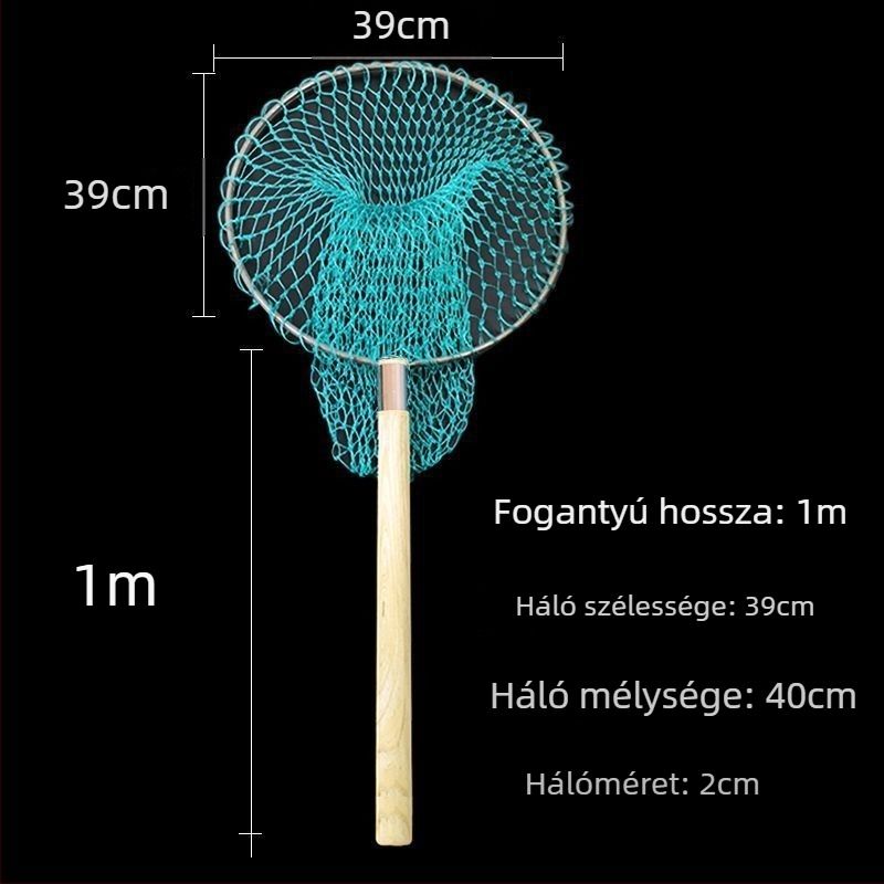 Kézzel készített halászháló fa fogantyúval, masszív kivitelezés, teljes tengeri halászati készlet. Márka: Other; Anyag: Szén.