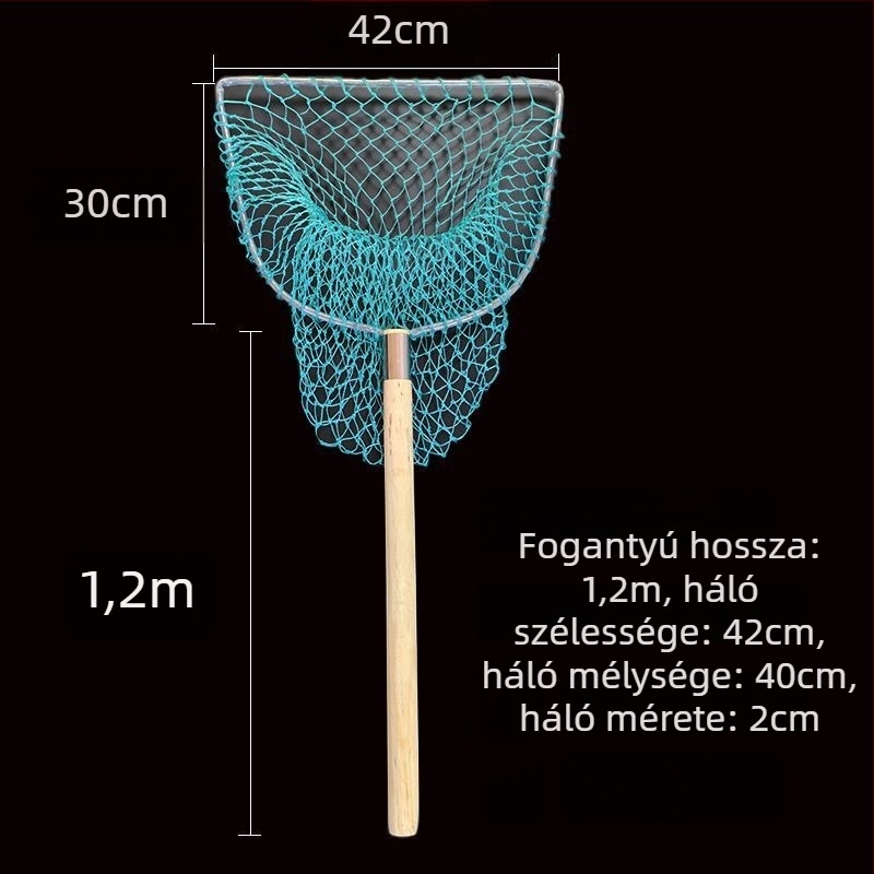 Kézzel készített halászháló fa fogantyúval, masszív kivitelezés, teljes tengeri halászati készlet. Márka: Other; Anyag: Szén.