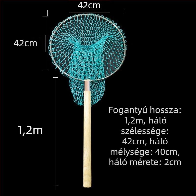 Kézzel készített halászháló fa fogantyúval, masszív kivitelezés, teljes tengeri halászati készlet. Márka: Other; Anyag: Szén.