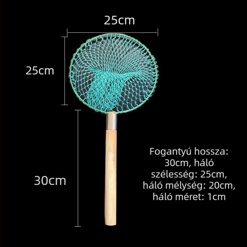 Kézzel készített halászháló fa fogantyúval, masszív kivitelezés, teljes tengeri halászati készlet. Márka: Other; Anyag: Szén.
