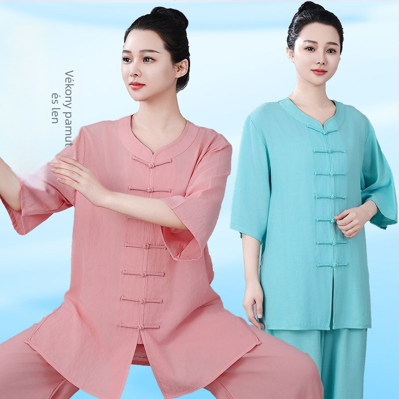 Tai Chi ruha fiúknak, nyári könnyű modell, korduroy anyag és len tartalom 31–50%, rövid ujjú