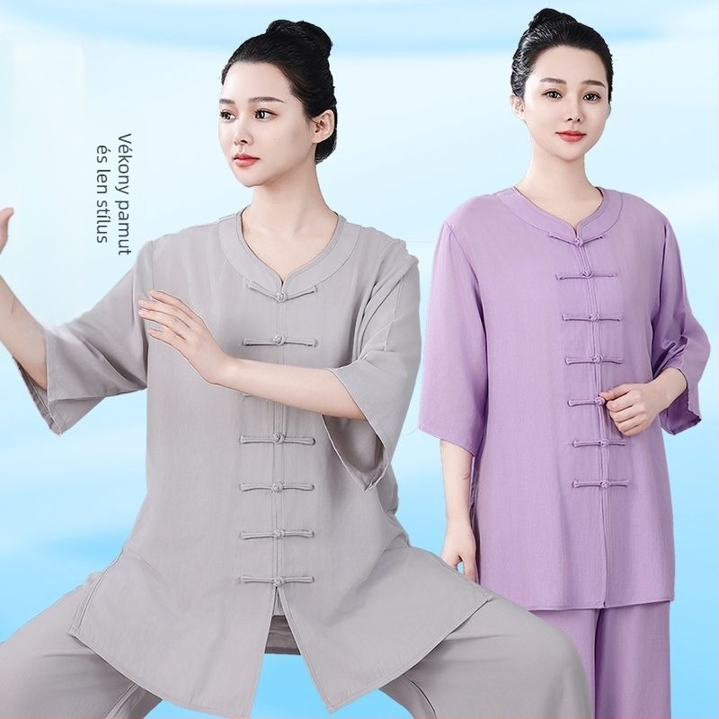 Tai Chi ruha fiúknak, nyári könnyű modell, korduroy anyag és len tartalom 31–50%, rövid ujjú