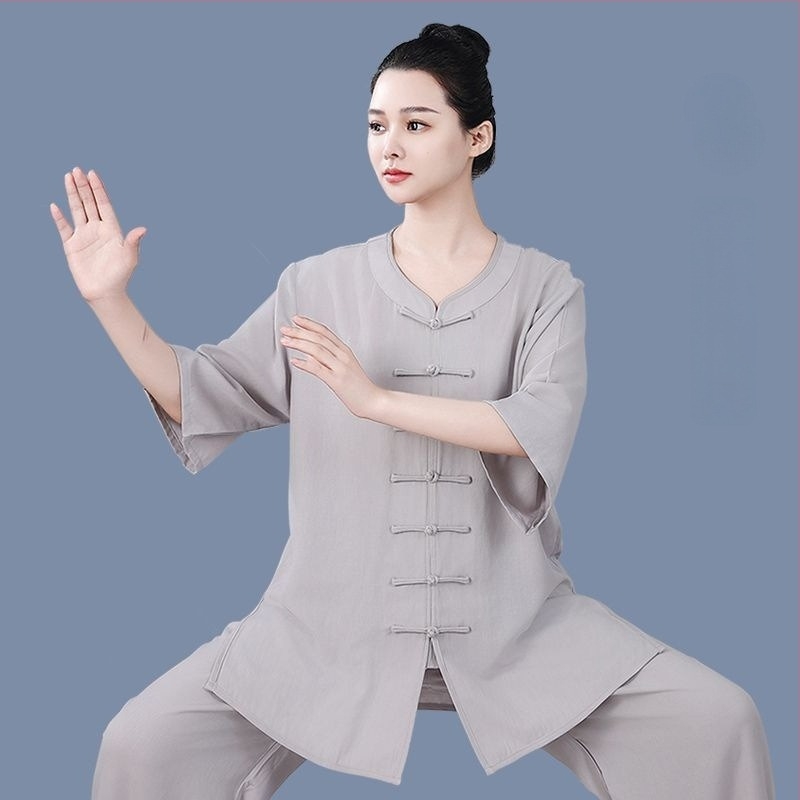 Tai Chi ruha fiúknak, nyári könnyű modell, korduroy anyag és len tartalom 31–50%, rövid ujjú