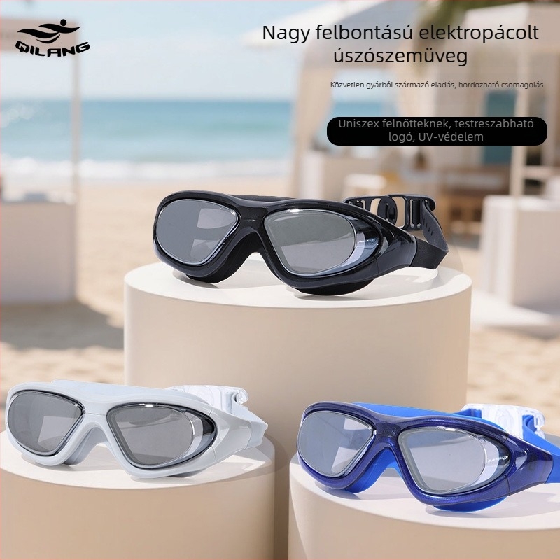 Waves úszószemüveg nagyméretű kerettel, PC lencsékkel, anti-fog, felnőtteknek, vízálló, HD látás