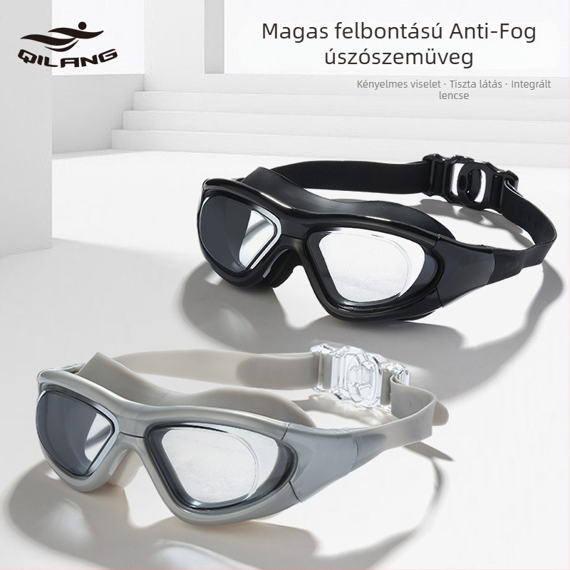 Waves úszószemüveg nagyméretű kerettel, PC lencsékkel, anti-fog, felnőtteknek, vízálló, HD látás
