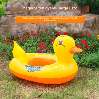 Felfújható sárga kacsa alakú úszógyűrű gyerekeknek, PVC 0,2 mm, gépi nyomtatás, alkalmas úszáshoz és vízben sétáláshoz