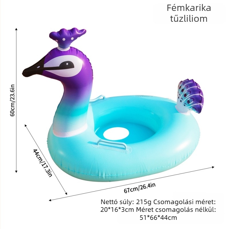 Felfújható sárga kacsa alakú úszógyűrű gyerekeknek, PVC 0,2 mm, gépi nyomtatás, alkalmas úszáshoz és vízben sétáláshoz