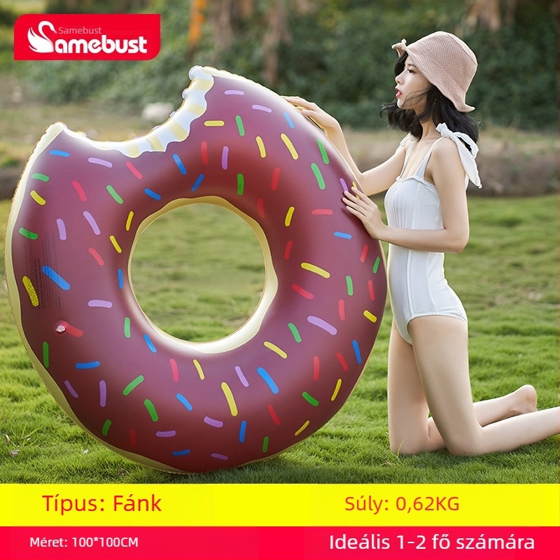 Sellő úszógyűrű felnőtteknek, unikornis/donut dizájn, PVC 0,3 mm, nyomtatott minta, Camebust/Clebust