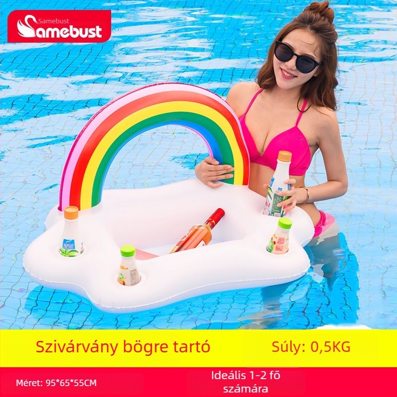Sellő úszógyűrű felnőtteknek, unikornis/donut dizájn, PVC 0,3 mm, nyomtatott minta, Camebust/Clebust