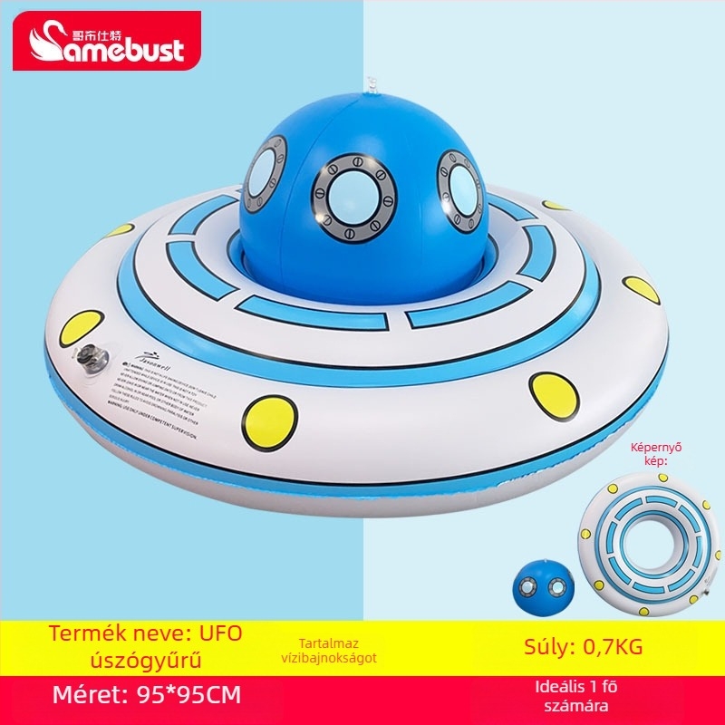 Sellő úszógyűrű felnőtteknek, unikornis/donut dizájn, PVC 0,3 mm, nyomtatott minta, Camebust/Clebust