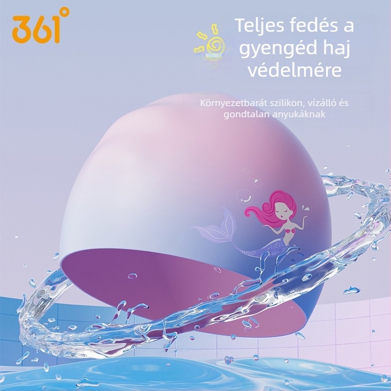 361° Gyermekeknek szánt szilikon úszósapka - mintás, vízálló, fülvédő