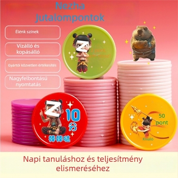 Műanyag jutalomérmék gyerekeknek – rajzfilmszerű családi téma, tokenek osztályos cseréhez, melamin