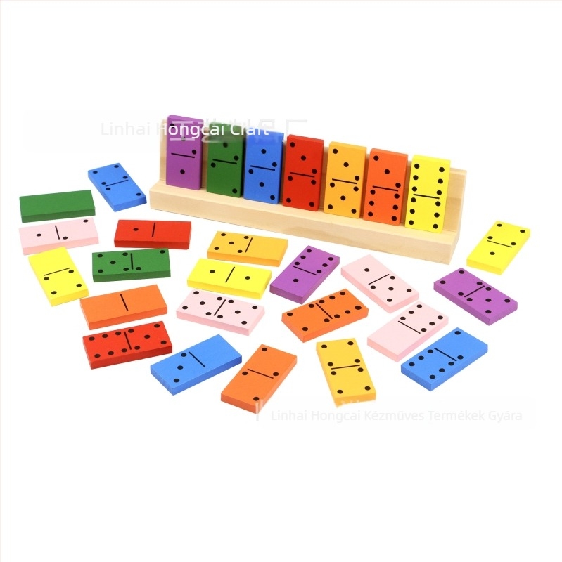Fából készült dominó-puzzle játék — 28 darab — oktató DIY gyerekeknek és felnőtteknek