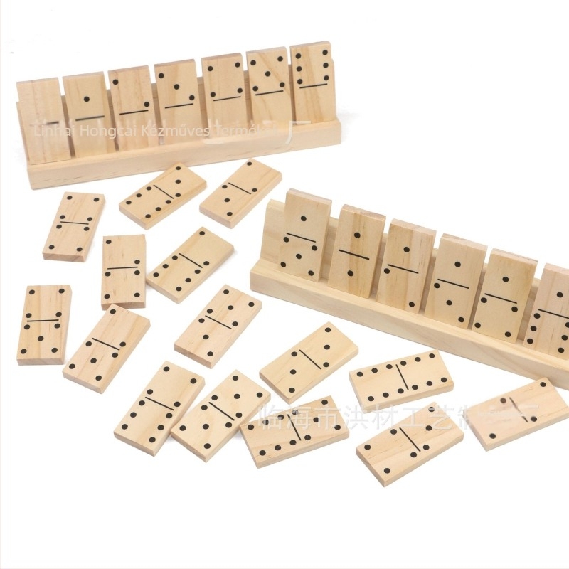 Fából készült dominó-puzzle játék — 28 darab — oktató DIY gyerekeknek és felnőtteknek