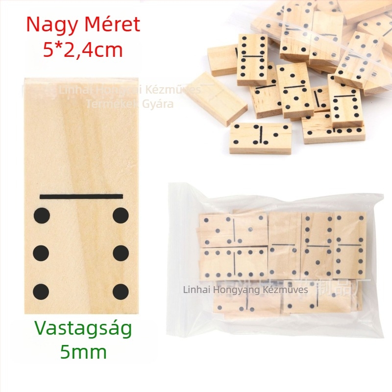 Fából készült dominó-puzzle játék — 28 darab — oktató DIY gyerekeknek és felnőtteknek