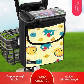 Kerékpárkormány előtti táska cipzárral, nagy kapacitású tároló, 3D rendezés, modell CBJ103