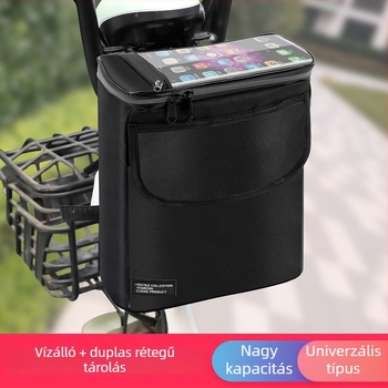Kerékpárkormány előtti táska cipzárral, nagy kapacitású tároló, 3D rendezés, modell CBJ103
