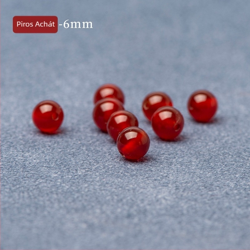 Piros achát golyóok DIY-hoz – 6 mm és 8 mm szabad gyöngyök nyaklánc és karkötő készítéséhez