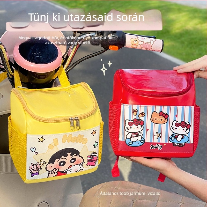 Elülső akasztós táska elektromos kerékpárhoz, PU bőr, vízálló, béléses, modell: Electric Bicycle Hanging Bag
