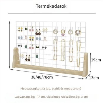 Asztali ékszerkijelző polc, porvédett, faanyagú, pasztorális stílusú, ékszerekhez