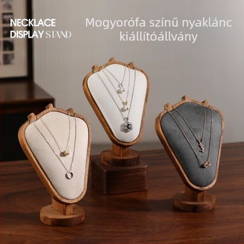 Diófa erezetű nyaklánctartó állvány – asztali ékszerbemutató, modern minimalist stílus, 1 réteg
