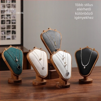 Diófa erezetű nyaklánctartó állvány – asztali ékszerbemutató, modern minimalist stílus, 1 réteg