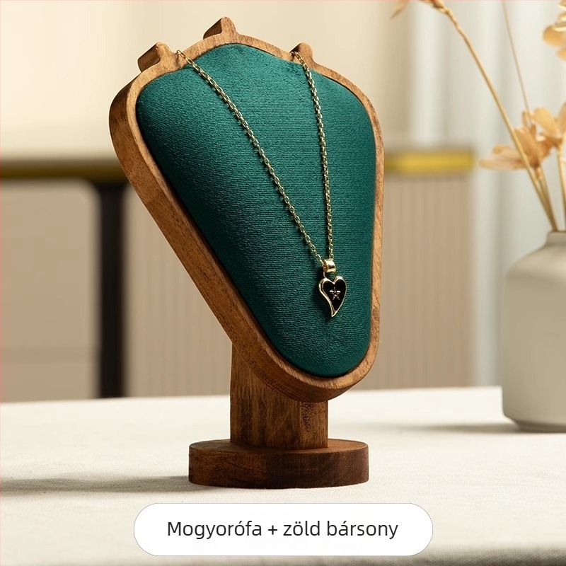 Diófa erezetű nyaklánctartó állvány – asztali ékszerbemutató, modern minimalist stílus, 1 réteg