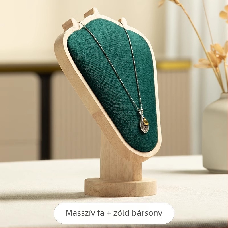 Diófa erezetű nyaklánctartó állvány – asztali ékszerbemutató, modern minimalist stílus, 1 réteg