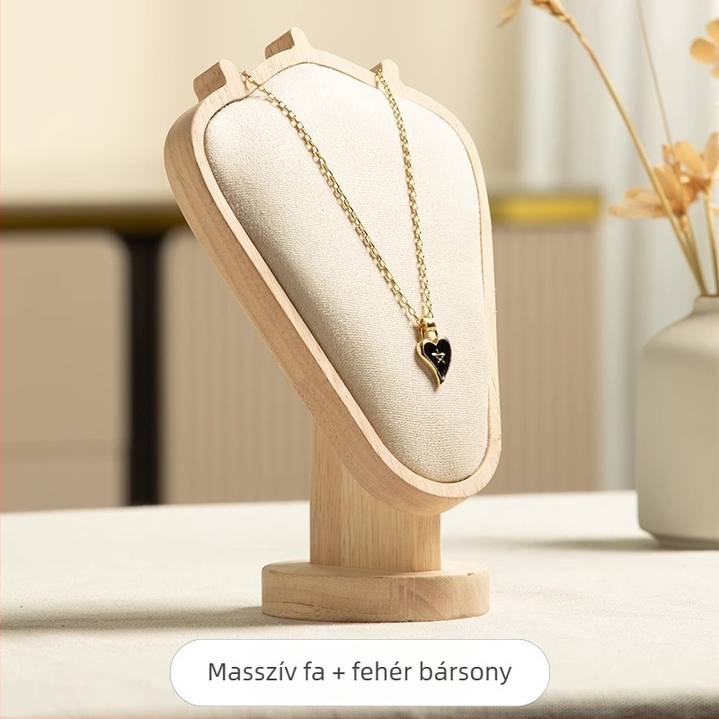 Diófa erezetű nyaklánctartó állvány – asztali ékszerbemutató, modern minimalist stílus, 1 réteg