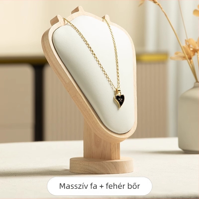 Diófa erezetű nyaklánctartó állvány – asztali ékszerbemutató, modern minimalist stílus, 1 réteg