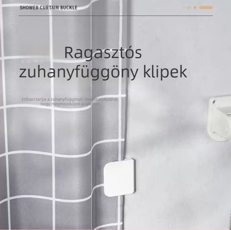 ABS zuhanyfüggöny klipsz – egyetlen kampó, 2 kg teherbírás, fúrás nélküli, 2 darabos készlet, modern minimalista stílus