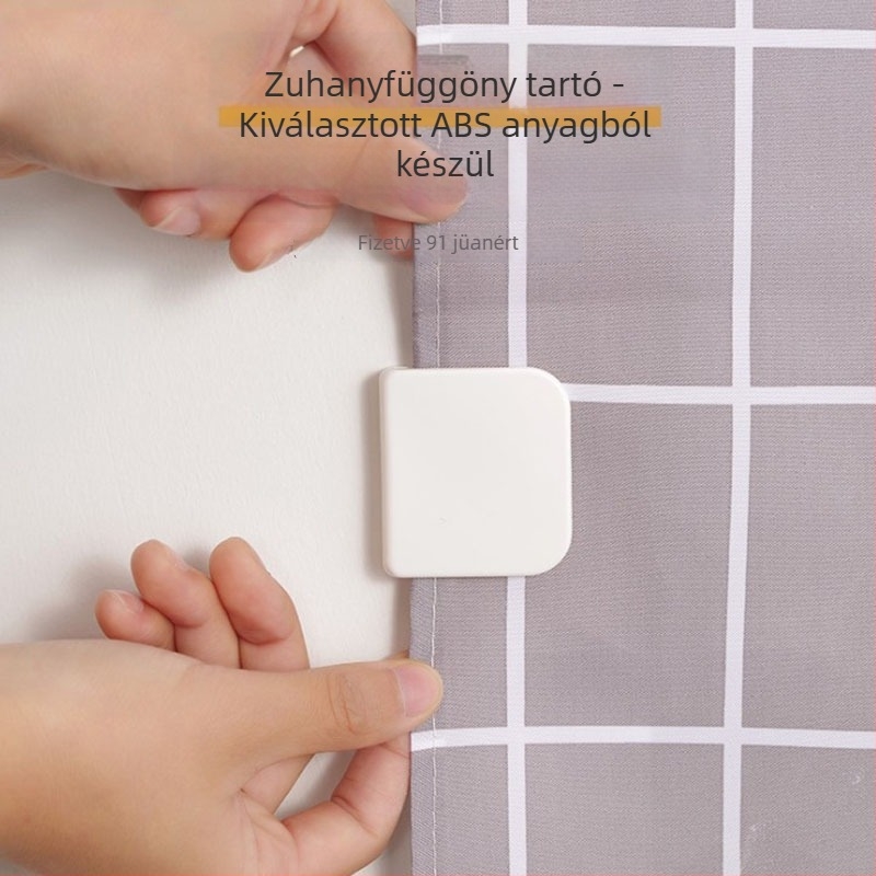 ABS zuhanyfüggöny klipsz – egyetlen kampó, 2 kg teherbírás, fúrás nélküli, 2 darabos készlet, modern minimalista stílus