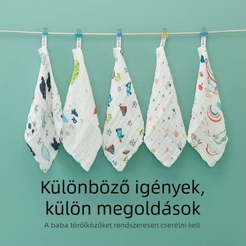 Baba arc- és kéztörlők - 100% pamut géz, 32 darabos csomag, 100–120 g/darab, Grace Jie Liya