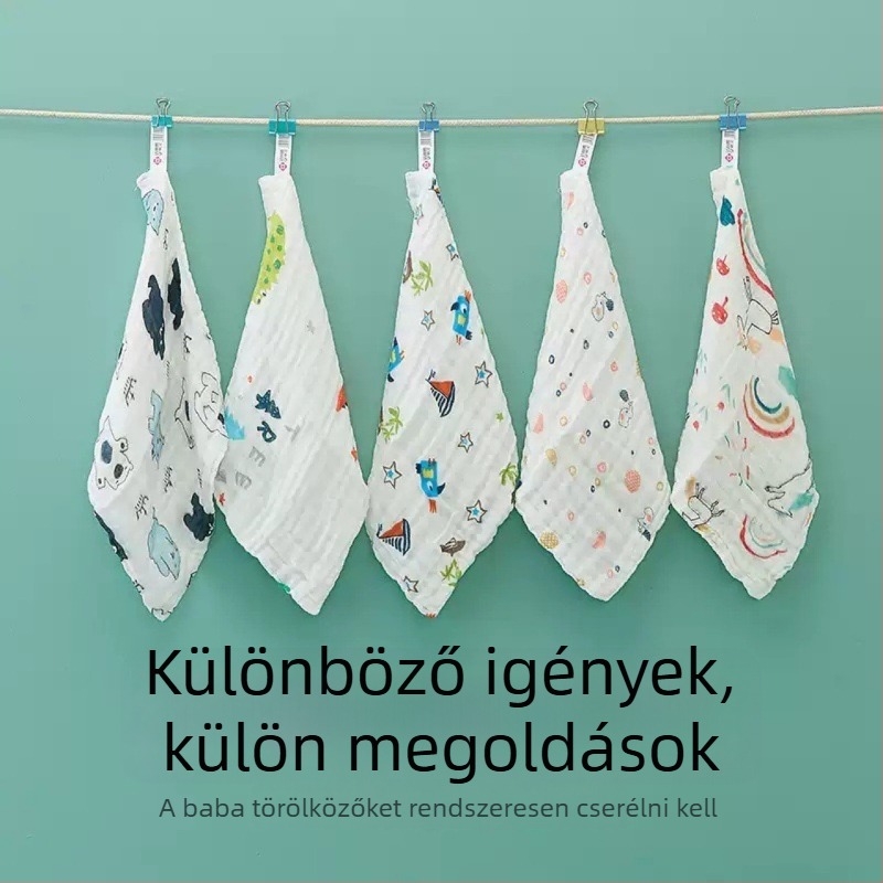 Baba arc- és kéztörlők - 100% pamut géz, 32 darabos csomag, 100–120 g/darab, Grace Jie Liya