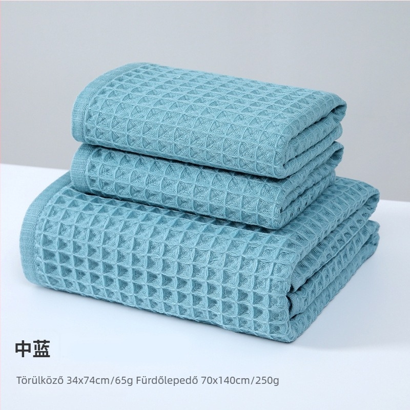 100% pamut törölköző fürdéshez, vafelszőtt Jacquard, 32s, 200-300 g