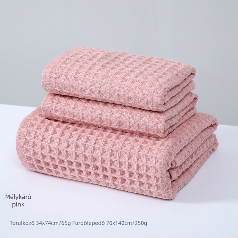 100% pamut törölköző fürdéshez, vafelszőtt Jacquard, 32s, 200-300 g