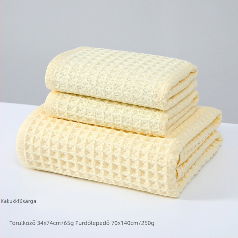 100% pamut törölköző fürdéshez, vafelszőtt Jacquard, 32s, 200-300 g