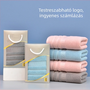 Vastagított pamut arc törölköző ajándékdobozban hímzett logóval (32S, sima szövés, 100–120 g)
