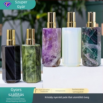 Kristály parfümös üveg készlet jade és achát aromaterápiához és testápoláshoz, esszenciális olaj permetező üvegek