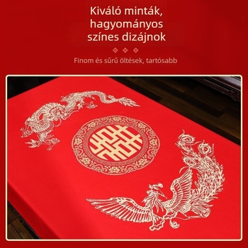 Piros menyegzőasztalterítő téglalap alakú étkező- és teásasztalokhoz, esküvői dekoráció
