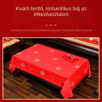 Piros menyegzőasztalterítő téglalap alakú étkező- és teásasztalokhoz, esküvői dekoráció
