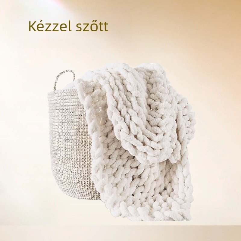 Kézzel készült Chenille kötött pléd, meleg és puha, vast fonal, otthoni dekoráció, légkondicionáló takaró