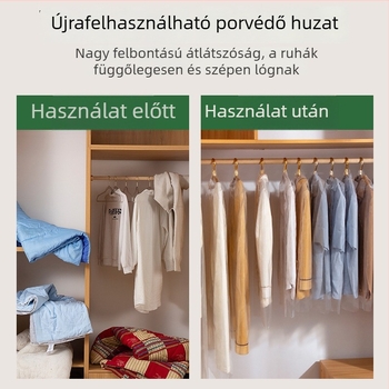Átlátszó ruhatartó táska függő ruházathoz, por- és nedvességvédő, műanyag tárolózsák kabátokhoz és dzsekikhez
