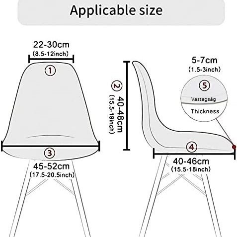 Vast jacquard huzat kagyló alakú székre, Eames-stílusú, otthoni használatra, geometrikus minta, nordic stílus, csúszásmentes, kopásálló