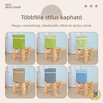 Minimalista vastag kockás szövetből készült kis székhuzat és óvodai székhátlap huzat gyermekkönyv tároló táskával