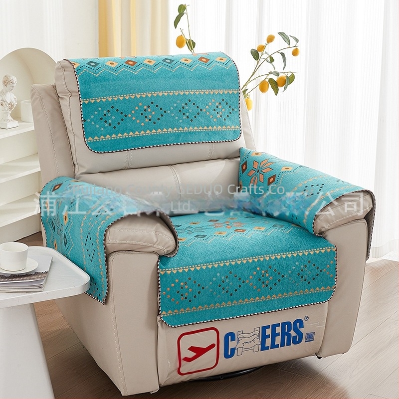 Elektromos kanapé párna csúszásmentes felülettel, négy évszakos univerzális kanapéhuzat, chenille anyag, virágmintázat, doily alak